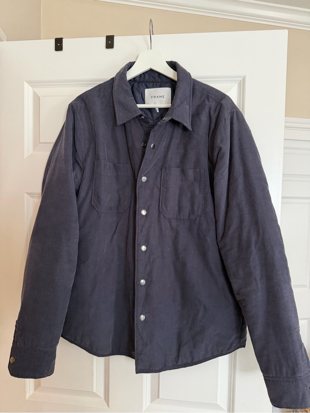 Frame Dark Navy Corduroy Snap Jacket